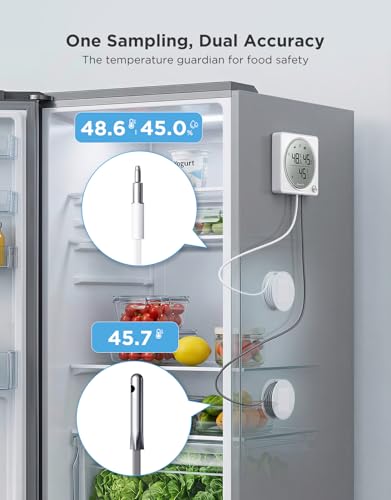 GoveeLife 2.0 WiFi Refrigerator Thermometer Dual Probes, 1-Pack & Gateway | Digital freezer monitor with 1804ft range, LCD display, app alerts & anti-false alarm, magnetic/hanging for kitchen/farming - style: Sub-1G Gateway+1 Sensor-Pro