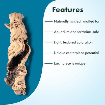 Driftwood - Grape Wood Hollow Log - Natural Aquarium Décor for Planted Tanks, Reptile Habitats, Bioactive Setups, and Terrariums – Small 1Pc, 5-10" - size: 1 Piece