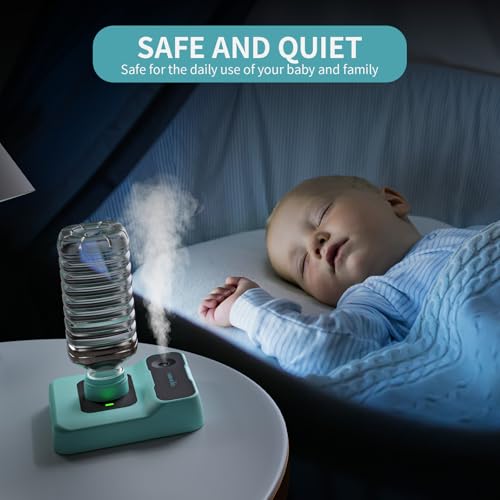 Travel Humidifier, Portable Small Humidifier for Plants, Bedroom, Office, Hotel or Car, Battery Operated Mini Cool Mist Humidifiers, Quiet 23dB, Auto-off, Night Light & BPA-Free, Green - color: Green