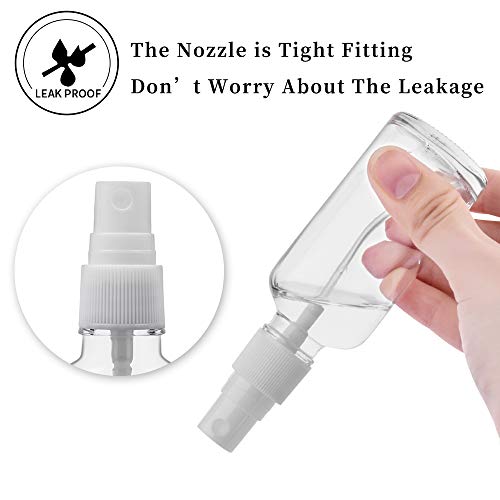 2oz Clear Glass Spray Bottles for Essential Oils, Set of 3 | Small, Plastic Sprayer - color: White Clear