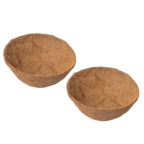 2 PCS 12 Inch Round Coco Liners Hanging Basket 100% Natural Replacement Coconut Fiber Liner for Garden Flower Pot Vegetables Herbs - size: 12 Inch Round
