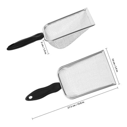 VANZACK Metal Cat Litter Scoop with Plastic Handle, Stainless Steel Mesh Sand Waste Shovel 2.8x2.8mm for Reptile Terrarium and Cat Litter Box Cleaning
