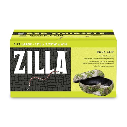Zilla Rock Lair, Naturalistic Hide, Supports Shedding and Egg-Laying, Retains Humidity, Ideal for Snakes and Lizard, Large - size: Large