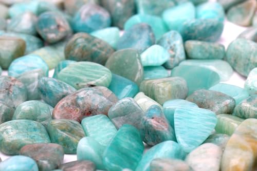 ZenQ 1 lb Crystal Chips, Tumbled Stone Chips for Crafts | Polished, Undrilled Gemstones for Resin Art, Vase Filler, Plant Decor, Candle Making, and DIY Projects - color: Amazonite 0.2"- 0.6"