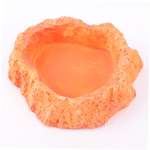 Crawling Food Dish for Reptiles Non-Skid Feeding Bowl with Thick Design for Lizard and Turtle Practical Water Storage Basin Orange Color