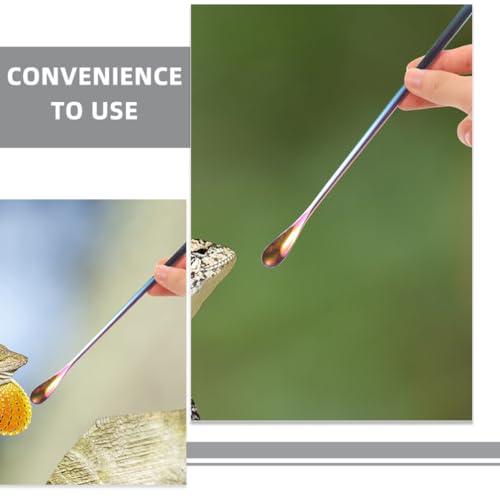 NOLITOY Pet Feeding Spoon Set Small Reptile Food Scoop Lizard Food Spoon Stainless Steel Easy to Lightweight for Tortoise Lizard Pack of 3 - color: As Shown 1