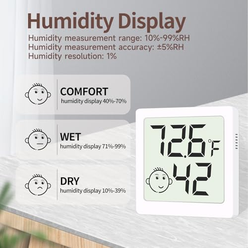 Mini Humidity Meter Hygrometer 6 Pack Room Thermometer Indoor Digital Temperature and Humidity Monitor for Home House Office Garden and Cellar - style: Style A-White-6pcs