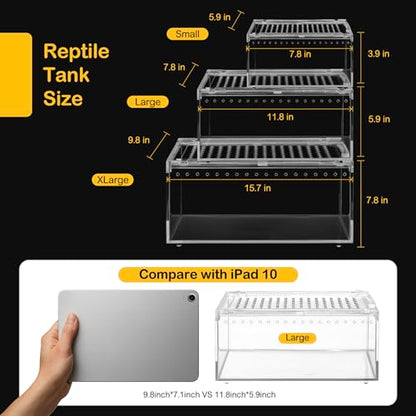 Reptile PC Terrarium,Spider Tank Starter Kit,Leopard Gecko Container,Tarantula Cage,Hermit Crab Habitat,Lizard Enclosure,Insect Housing,Jumping Spider Enclosure,Small Bearded Dragon Vivarium