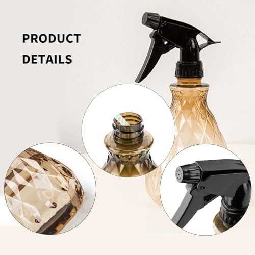 wugongshan 2 Pcs Spray Bottles, 500 ml/17 oz Empty Water Spray Bottles, Plastic Reusable Adjustable Mist Sprayer Squirt Bottles Containers Refillable for Cleaning Solutions, Gardening, Plants (Brown) - color: Brown