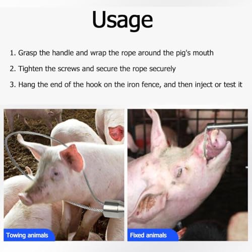 Pig Catcher Pole,Dog Catcher Pole,Animal Control Pole,Stainless Steel Pig Contro Holder,Dog Catch Rod Noose Holder Tool,for Dog Pig Swine Animals Livestock - color: Sliver
