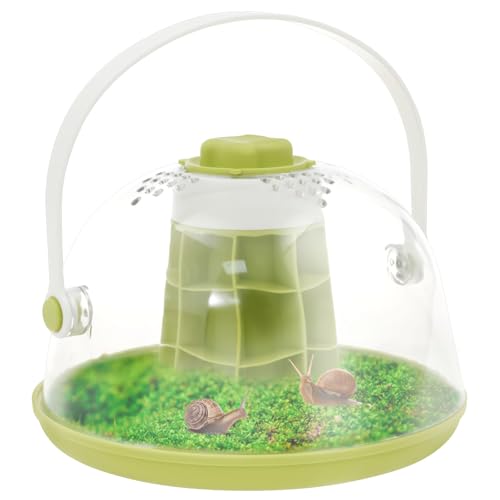 Snail Terrariums Breeding Box, Portable Plastic Habitat with Air Vents & Removable Base, Round Snail Habitat Starter Terrarium Kit, Transparent Feeding Box for Beetles, Spiders and Small Reptile