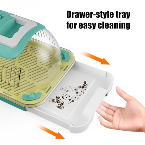 Plasti c Reptile Terrarium Carrier Cage with Handle & Tray, Portable Breathable Reptiles Feeding Box Clear Travel Carrier for Small Reptile Amphibians, 19 x 12.5 x 9.5 cm