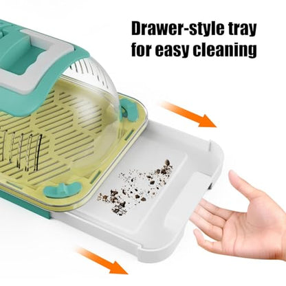 Plasti c Reptile Terrarium Carrier Cage with Handle & Tray, Portable Breathable Reptiles Feeding Box Clear Travel Carrier for Small Reptile Amphibians, 19 x 12.5 x 9.5 cm