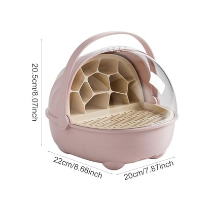 Silkworm Breeding Box Small Pet Feeding Container Transparent Removable Habitat Cage Portable Reptile House with PP for Turtle Frog Snake Suit, Pink - color: Pink