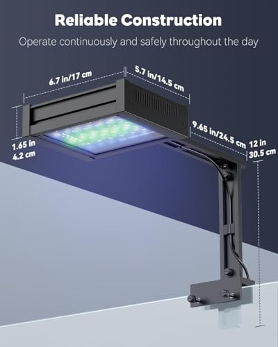 Pawfly 50 W Saltwater Aquarium Light for SPS & LPS Corals, Clip-On Dimmable LED Reef Light with Adjustable Brightness, Day/Night Modes, Timer, Blue RGB Violet UV Lighting for 1-40 Gallon Fish Tank - size: For 1 to 40 Gallon Fish Tank