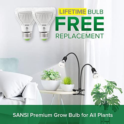 SANSI LED Grow Lights for Indoor Plants, Lifetime Free Bulb Replacement | 300W Full Spectrum 2-Gooseneck Clip Plant Grow Light, Plant Light with Timer 4/8/12 Hrs, High PPFD Growing Power Grow Lamp - size: 2 Head 1 Pack