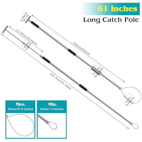 Dog Catcher Pole 61 Inches, Animal Catch Pole Heavy Duty | Stainless Steel Catch and Release Pole for Cats, Dogs, Hogs, and Pigs, Animal Control Tools