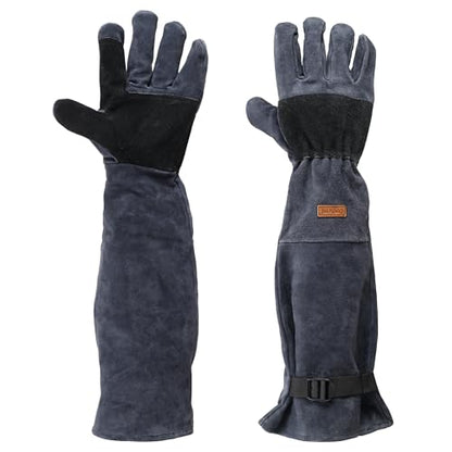 Animal Handling Gloves Bite Proof,23.6inch(60cm) Thickened Leather Bite-Resistant Protective Gloves for Cat Dog Bird Falcon Livestock Snake,Pet Reptile Care Gear