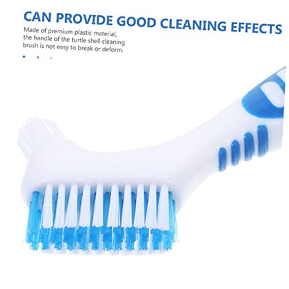 YARNOW 2pcs Turtle Shell Cleaning Brush Double-Headed Design for Dirt Removal Comfortable Non-Slip Handle Aquatic Tortoise Care - color: Blue
