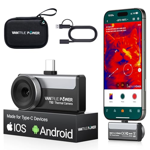 TS2 Thermal Camera for iPhone & Android, Thermal Imaging Camera 512x384 Super Resolution, Infrared Camera 8mm Macro Manual Focus, -4°F~1022°F Temp, Perfect for Home HVAC Inspection - color: Brown for IOS,Android,Ipad