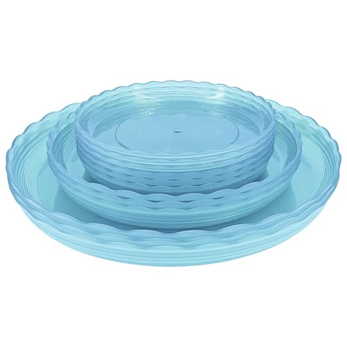 12Pcs Clear Plant Saucer, 6 8 10 Inch Durable Plastic Plant Tray, Round Plant Pot Saucers, Drip Tray for Indoor and Outdoor Garden, Blue - color: Blue(6" 8" 10")