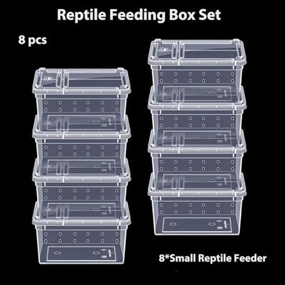 PINVNBY Reptile Feeding Box 8 PCS Snake Breeding Box Reptile Transport Container 7.48"x4.92"x2.95" Portable Habitat Plastic Cricket Cage for Lizard Spider Scorpion Gecko Tortoise Treefrog