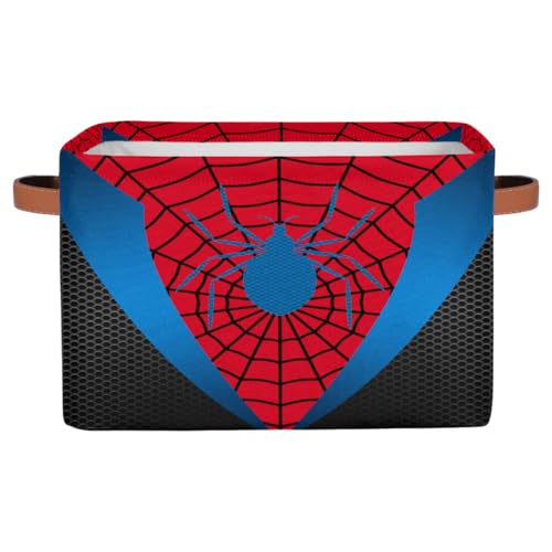 Red Spider Web Storage Bins - Large Collapsible Rectangle Shelf Closet Organizer Baskets for Kids Toys, Dirty Clothes, Bedroom, Bathroom, Nursery Decor, Gift Basket - color: Red Spider Web