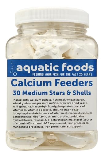 Calcium Feeders Medium Stars & Shells...30ct Small Jar | For Shrimp, For Snails, For Crabs, Crayfish, Pleco, Catfish, For All Tropical Fish - size: 30 Count (Pack of 1)