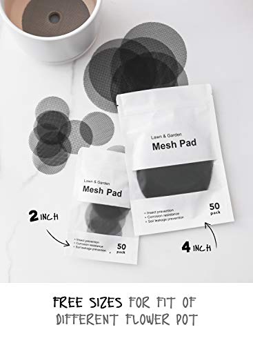 LE TAUCI Plant Pot Hole Mesh Pads, 4-Inch Round Flower Pot Drainage Covers, Prevent Soil Loss, Durable Reusable, Bonsai Bottom Grid Mat, Gardening Essentials, 50-Pack - size: 4*4 inches