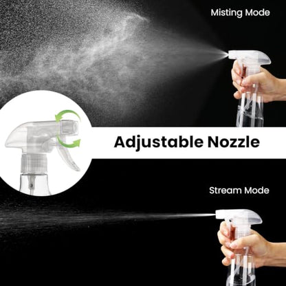2 Pack 360° Reverse Plastic Spray Bottles 10oz Empty Spray Bottle | Adjustable Nozzle, 310ml Fine Mist Spray Bottle for Hair, Cleaning Solutions, Cooking, Plant, Essential Oils, Clear - color: A-Clear