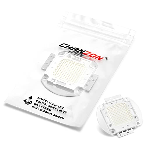 CHANZON High Power Led Chip 100W Royal Blue Plant Grow Light 440nm - 450nm | (3000mA / DC 30V - 34V / 100 Watt) SMD COB Emitter Diode Components Bead for DIY Hydroponic Aquarium Growing Lamps - color: K) Royal Blue (440nm)
