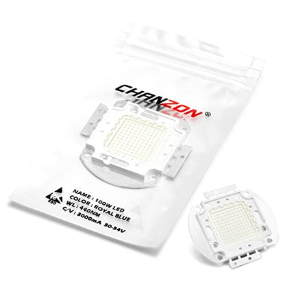 CHANZON High Power Led Chip 100W Royal Blue Plant Grow Light 440nm - 450nm | (3000mA / DC 30V - 34V / 100 Watt) SMD COB Emitter Diode Components Bead for DIY Hydroponic Aquarium Growing Lamps - color: K) Royal Blue (440nm)