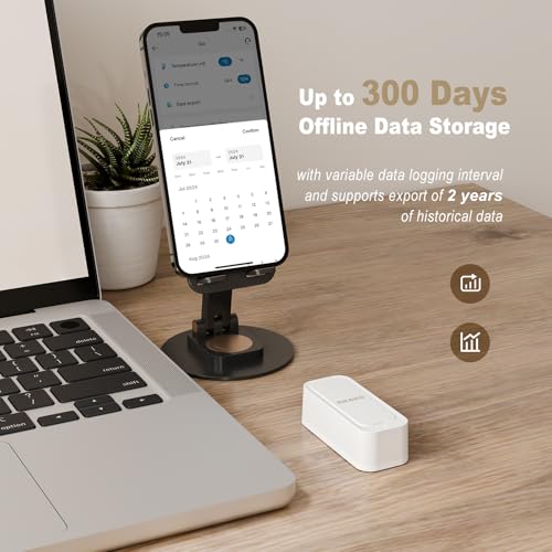 INKBIRD ITH-11-B Indoor Outdoor Thermometer Hygrometer Mini Bluetooth Refrigerator Thermometer IP65 Waterproof with APP Notification Alert 2 Years Free Data Storage Export