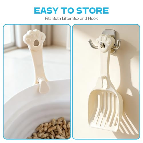 Depets Cat Litter Scoop, Litter Scoop with Wide Slats, Kitty Litter Scooper for Pine Pellets, Durable Plastic Litter Sifter Scoop - Designed for Easy Sifting, Milky White | Litter Scoop with Wide Slats, Durable Plastic Litter Sifter Scoop - Designed for E