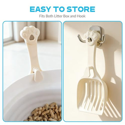 Depets Cat Litter Scoop, Litter Scoop with Wide Slats, Kitty Litter Scooper for Pine Pellets, Durable Plastic Litter Sifter Scoop - Designed for Easy Sifting, Milky White | Litter Scoop with Wide Slats, Durable Plastic Litter Sifter Scoop - Designed for E