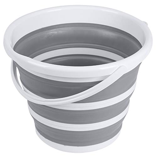 Brookstone Collapsible Bucket, Foldable Cleaning Bucket with Handle, Household Essentials Cleaning Basin and Dust Mop Bucket, Collapsible Wash Basin for Car Cleaning, [2.6 Gal. 10L] Round, White - color: White, Round, size: 2.6 Gallon