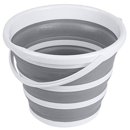 Brookstone Collapsible Bucket, Foldable Cleaning Bucket with Handle, Household Essentials Cleaning Basin and Dust Mop Bucket, Collapsible Wash Basin for Car Cleaning, [2.6 Gal. 10L] Round, White - color: White, Round, size: 2.6 Gallon