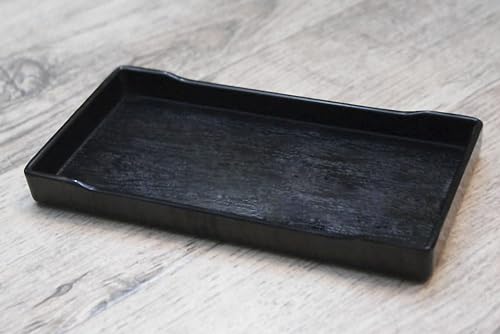 OMEM Reptile Bowl Large Food and Water Dish Enough Space Also Fit for Bath Simulated Wood Grain Surface (S, Black) - color: Black, size: S (Lot de 1)