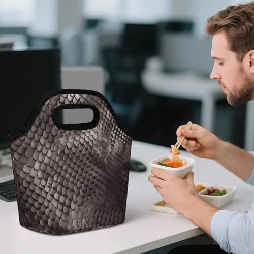 Classic Snake Skin Lunch Bag for Women/Men, Lunch Box Bag Insulated, Lunch Tote Reusable Portable for Work Outdoor Travel And Picnic Beach