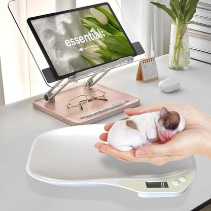 Goldmeet Digital Pet Scale 33lb, Small Animal Scale with Backlit LCD | 1g Precise, g/ml/oz/lb Units, Integrated Easy-Clean Tray, ABS Body, for Small Cats Dogs Hamster Bird