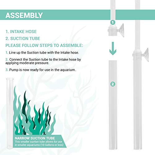 TERA PUMP Nano Aquarium Siphon Gravel Cleaner & Sand Cleaner | BPA-Free, Safe for Small Aquarium Life, For Aquariums Under 10 Gallons