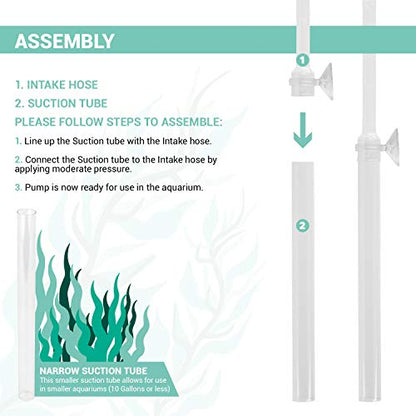 TERA PUMP Nano Aquarium Siphon Gravel Cleaner & Sand Cleaner | BPA-Free, Safe for Small Aquarium Life, For Aquariums Under 10 Gallons