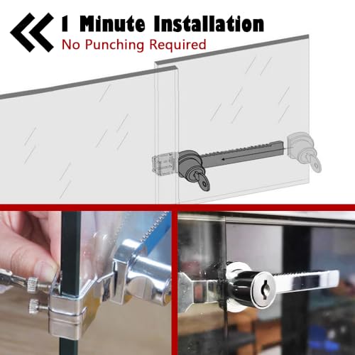 QEDT Sliding Glass Door Ratchet Lock 2 Pack Glass Display Case Lock | Rust-Proof,Keyed Alike Showcase Display,Use on Various Glass Doors, Including Display Cabinets, Showcases, Sliding Glass Door