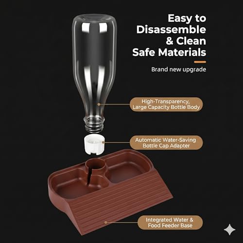 Automatic Reptile Water Feeder Automatic Water Dispenser with Ramp 2-in-1 Turtle Water Bowl Food Dish for Tortoise, Gecko, Snake, Bearded Dragon, Lizard (Brown Red) - color: Brown Red