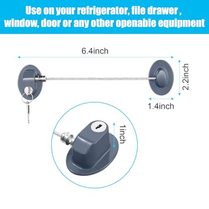 Hotop 4 Pack Cabinet Locks with Keys Refrigerator Fridge Locks Replacement with Steel Wire Self Adhesive Child and Baby Proofing Safety for File Drawers Deep Freezer Doors Latch(Gray) - color: Gray