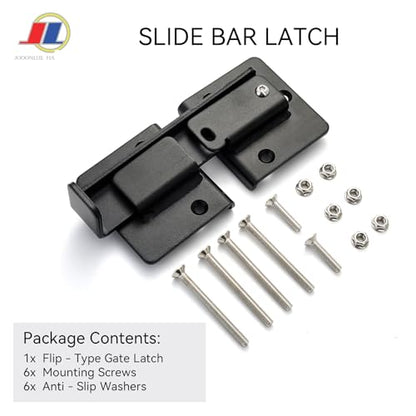 Flip Gate Latch, Barn Door Latch, 1 Pack, Black | Black flip gate latch for wood or metal gates, barns, sheds and cabinets; heavy duty iron construction, easy to install. - size: Flip Gate