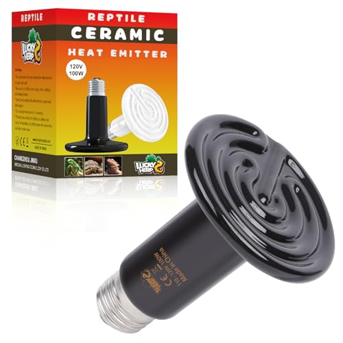 LUCKY HERP Reptile Heat Lamp - 100W Ceramic Heat Emitter Reptile Heat Lamp Bulbs (1 Pack), No Light Ceramic Heat Bulb, Heat Lamp for Reptiles Amphibian Chicken Pet Brooder Coop Lizard Turtle - color: Ceramic Heat Emitter, size: 100W 1-Pack