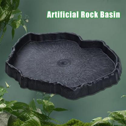 Reptile Water Dish, Reptile Feeding Dish Corner Bowl Breadworm Feeding Food Bowl, Terrarium Decor Bowls for Bearded Dragon Lizard Frog Leopard Gecko Tortoise Hermit Crab Chameleon (Large)