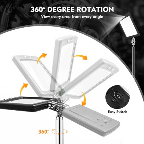 12-35 Inch Extendable Inspection Mirror, 360-Degree Rotation LED Inspection Mirror Telescoping, Telescoping Mirror for Mechanic Checking Vehicle and Extra Viewing