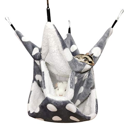 LEFTSTARER Rat Ferret Sugar Glider Cage Hammock Bedding Small Pet Cage Accessories Toy Triple-Layer Hammock Bedding for Hamster Guinea Pig Sugar Glider Rat Ferret Chinchilla Playing Sleeping(Grey) - color: Grey